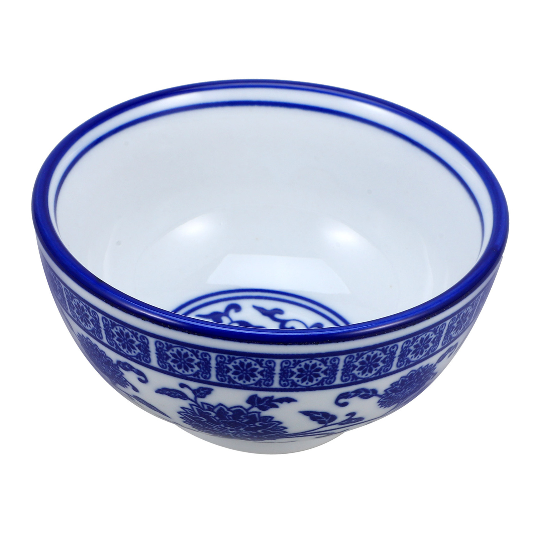 Amazon.com: 米飯碗青白色中式湯碗青花瓷高腳杯飯碗Chinoiserie 裝飾腳